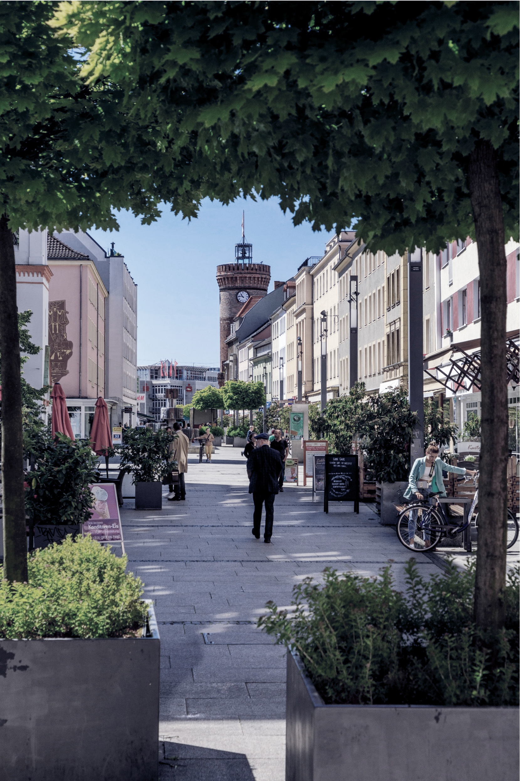 Blick in die Spremberger Straße in der Altstadt von Cottbus